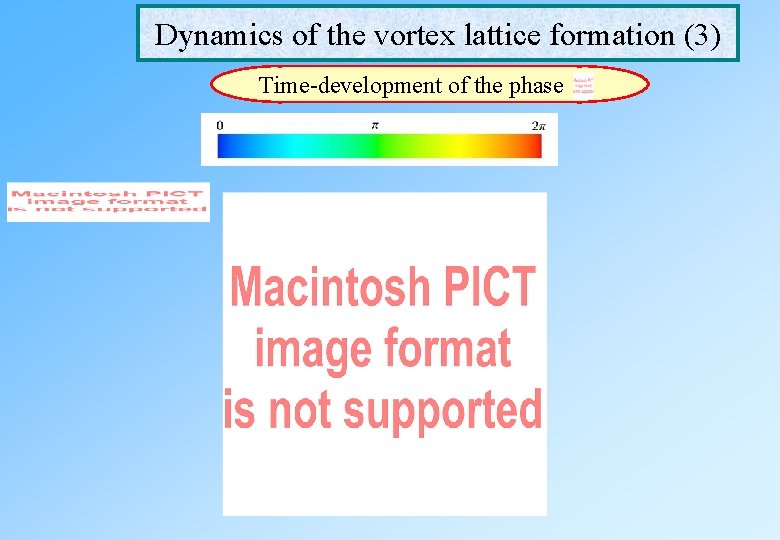 Dynamics of the vortex lattice formation (3) Time-development of the phase Dynamics of the vortex lattice formation (3) Time-development of the phase