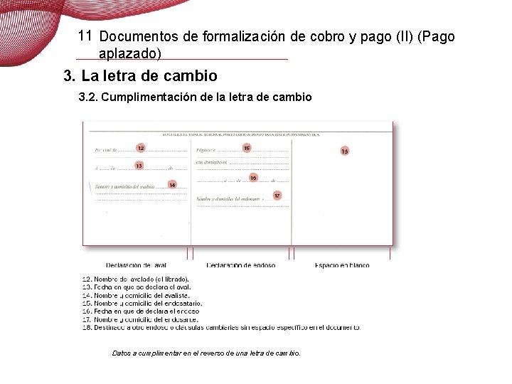 11 Documentos de formalización de cobro y pago (II) (Pago aplazado) 3. La letra