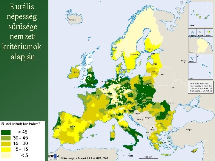 Rurális népesség sűrűsége nemzeti kritériumok alapján 