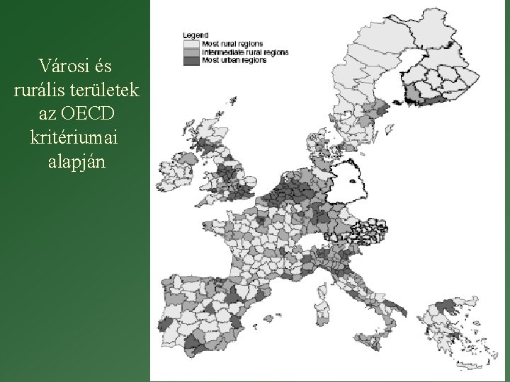 Városi és rurális területek az OECD kritériumai alapján 