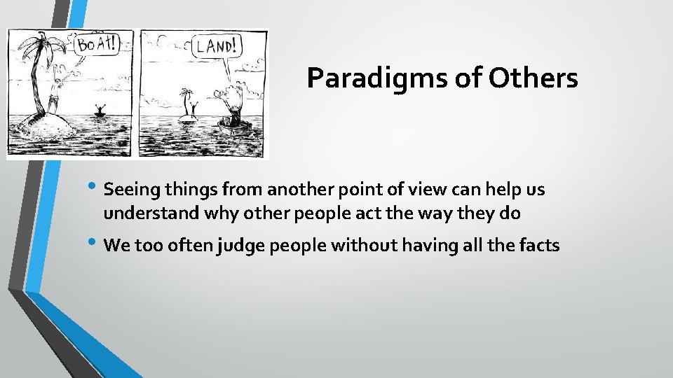 Paradigms of Others • Seeing things from another point of view can help us Paradigms of Others • Seeing things from another point of view can help us