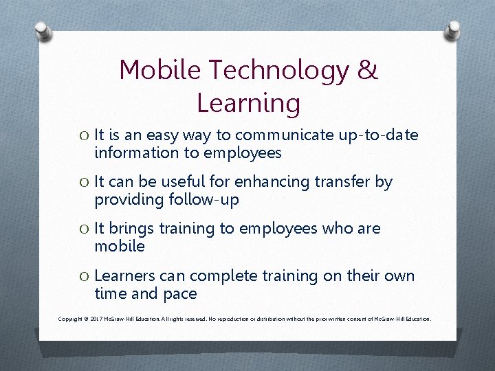 Mobile Technology & Learning O It is an easy way to communicate up-to-date information