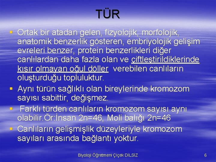 TÜR § Ortak bir atadan gelen, fizyolojik, morfolojik, anatomik benzerlik gösteren, embriyolojik gelişim evreleri