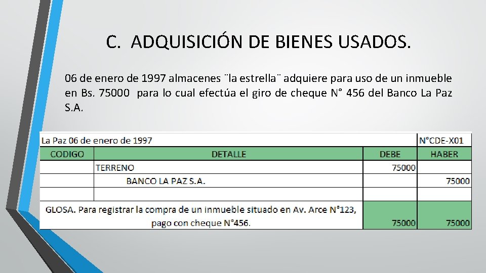 C. ADQUISICIÓN DE BIENES USADOS. 06 de enero de 1997 almacenes ¨la estrella¨ adquiere