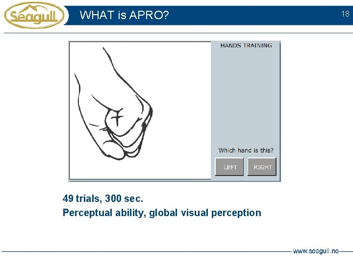 WHAT is APRO? 49 trials, 300 sec. Perceptual ability, global visual perception 18 