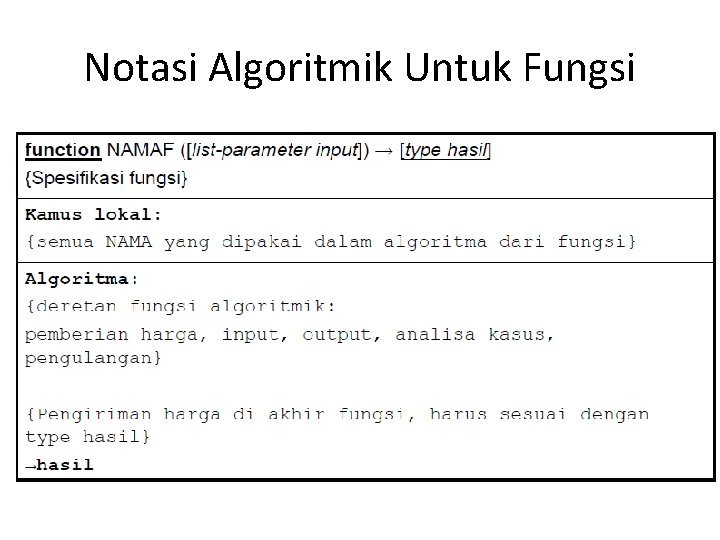 Notasi Algoritmik Untuk Fungsi 
