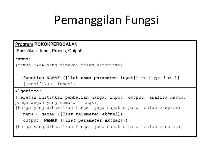 Pemanggilan Fungsi Pemanggilan Fungsi