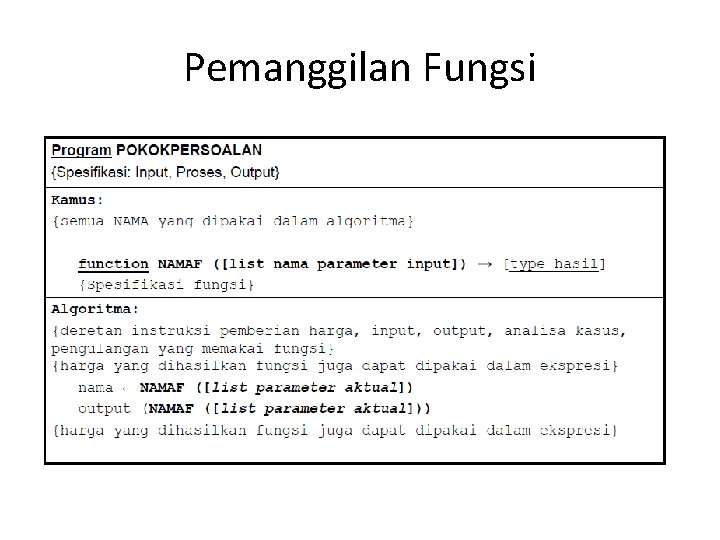 Pemanggilan Fungsi 