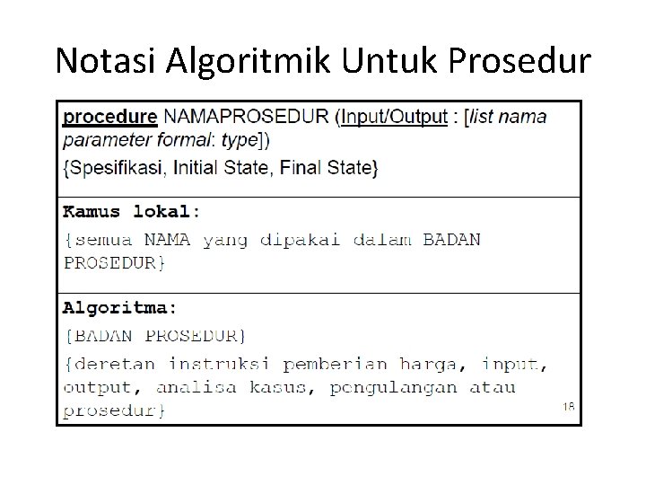 Notasi Algoritmik Untuk Prosedur 