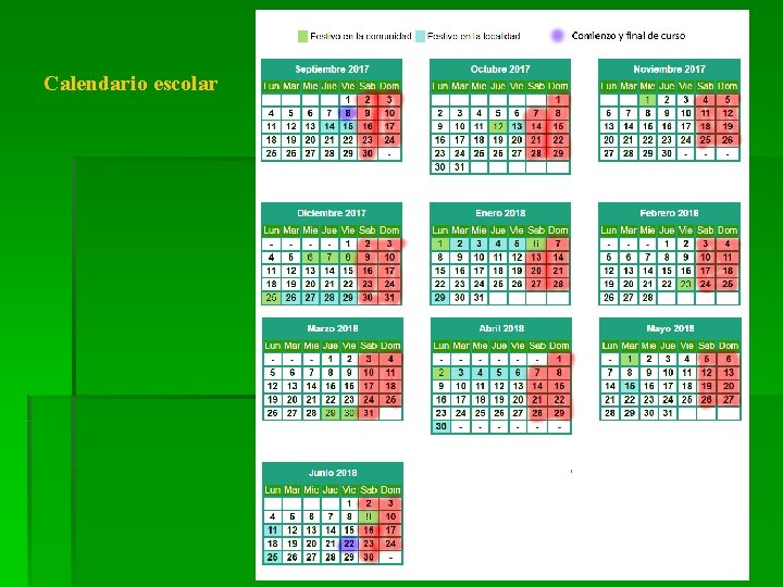 Calendario escolar 