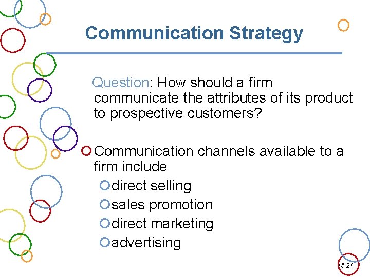 Communication Strategy Question: How should a firm communicate the attributes of its product to