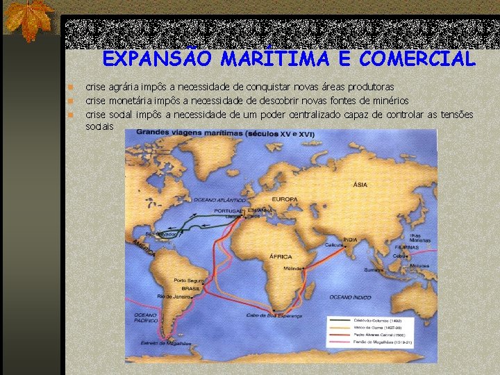 EXPANSÃO MARÍTIMA E COMERCIAL n n n crise agrária impôs a necessidade de conquistar