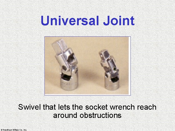 Universal Joint Swivel that lets the socket wrench reach around obstructions © Goodheart-Willcox Co.