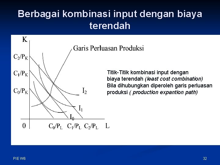 Berbagai kombinasi input dengan biaya terendah Titik-Titik kombinasi input dengan biaya terendah (least combination)