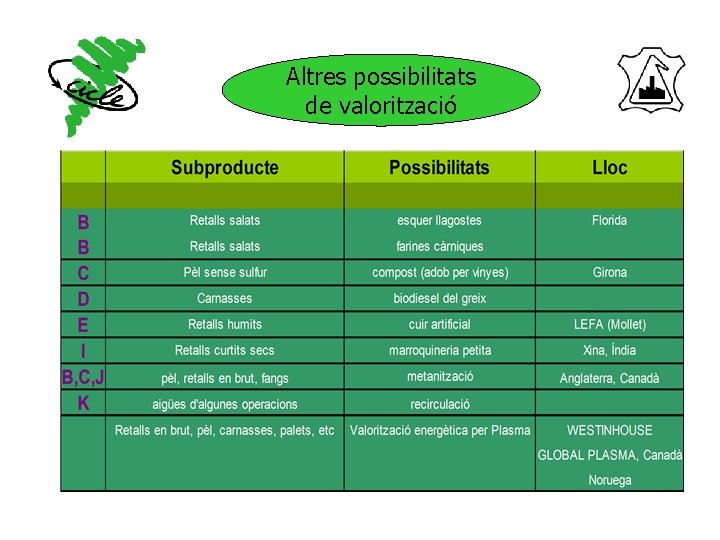 Altres possibilitats de valorització 