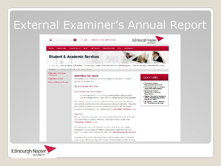 External Examiner’s Annual Report 