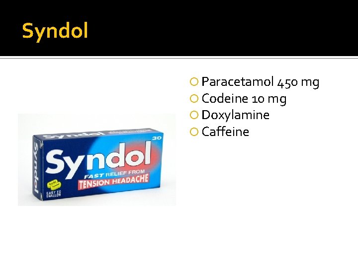 Syndol Paracetamol 450 mg Codeine 10 mg Doxylamine Caffeine 