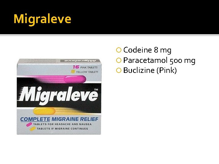 Migraleve Codeine 8 mg Paracetamol 500 mg Buclizine (Pink) 