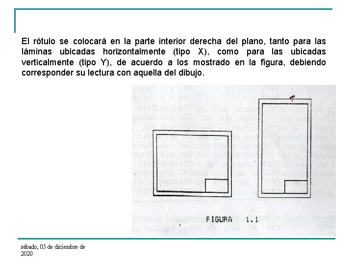 El rótulo se colocará en la parte interior derecha del plano, tanto para las