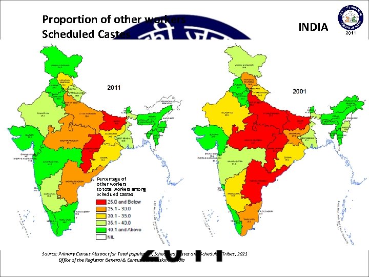 Proportion of other workers Scheduled Castes Percentage of other workers to total workers among