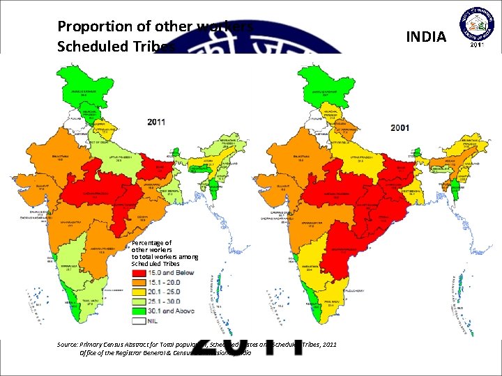 Proportion of other workers Scheduled Tribes Percentage of other workers to total workers among