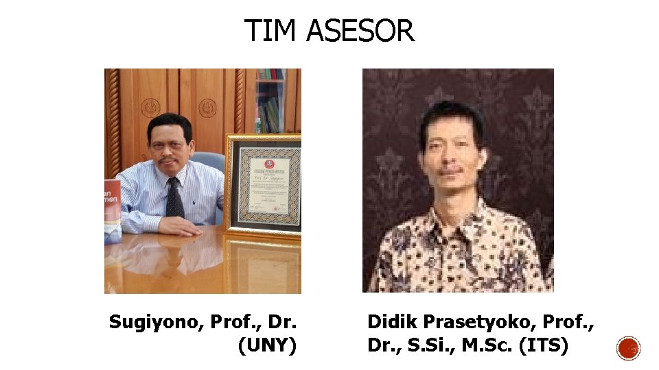 TIM ASESOR Sugiyono, Prof. , Dr. (UNY) Didik Prasetyoko, Prof. , Dr. , S.