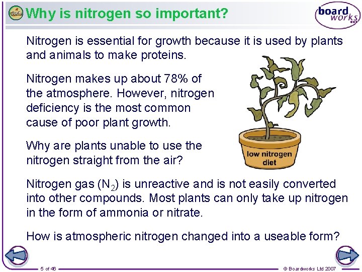 Why is nitrogen so important? Nitrogen is essential for growth because it is used