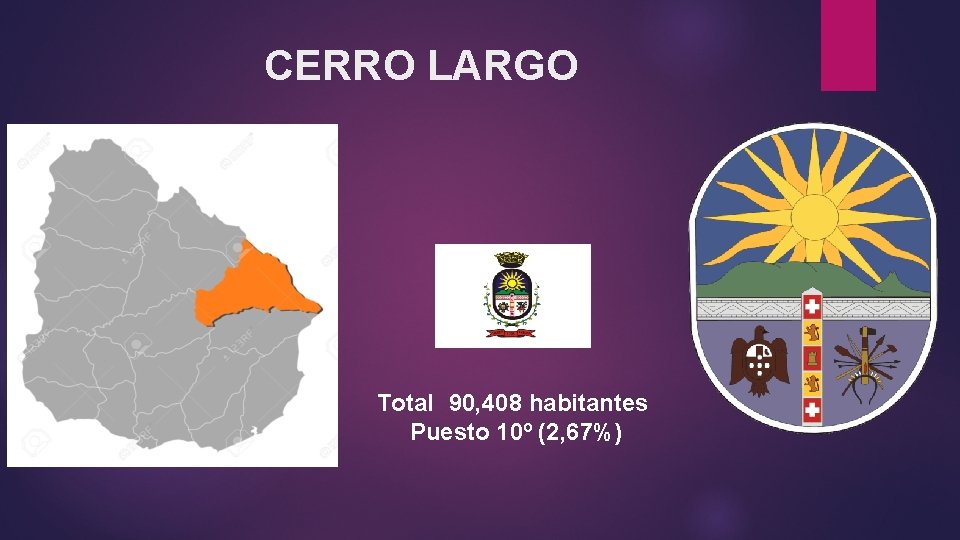 CERRO LARGO Total 90, 408 habitantes Puesto 10º (2, 67%) 