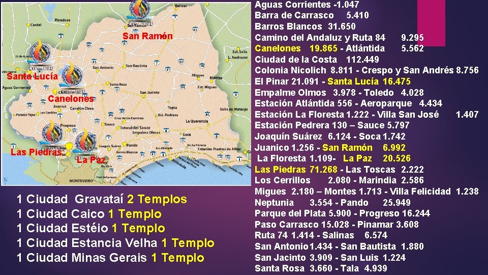 San Ramón Santa Lucía Canelones Las Piedras La Paz 1 Ciudad Gravataí 2 Templos