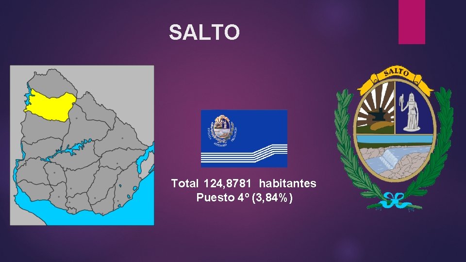 SALTO Total 124, 8781 habitantes Puesto 4º (3, 84%) 