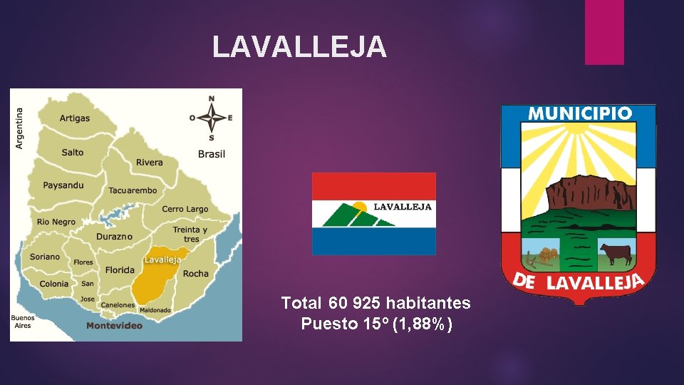 LAVALLEJA Total 60 925 habitantes Puesto 15º (1, 88%) 