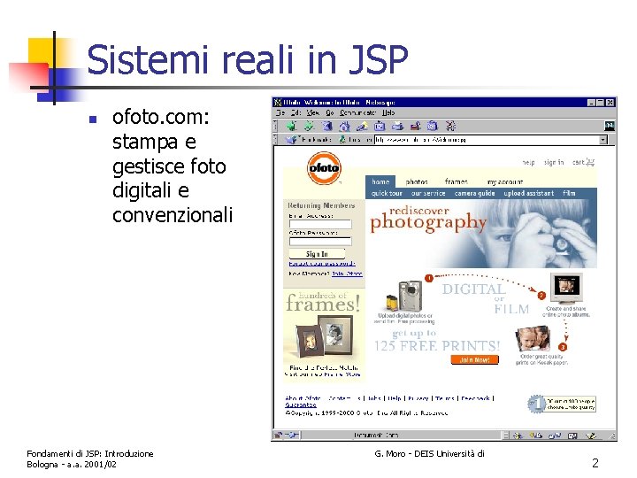 Sistemi reali in JSP n ofoto. com: stampa e gestisce foto digitali e convenzionali