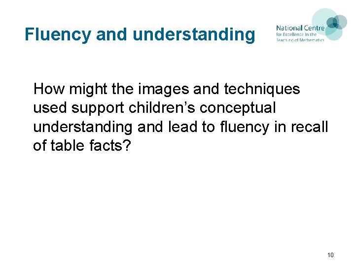Fluency and understanding How might the images and techniques used support children’s conceptual understanding