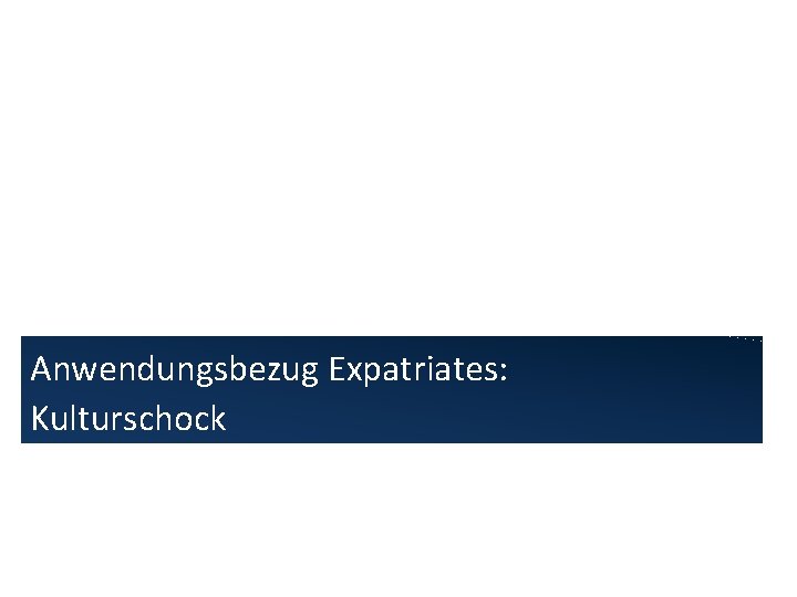 Anwendungsbezug Expatriates: Kulturschock 