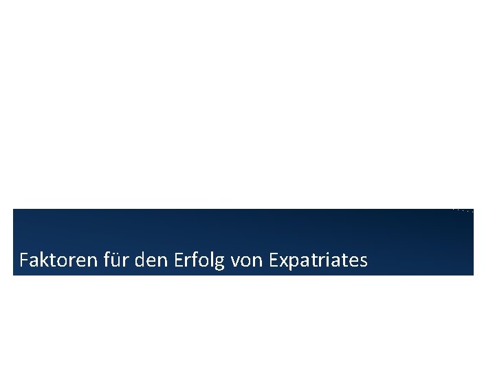 Faktoren für den Erfolg von Expatriates 