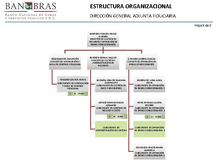 ESTRUCTURA ORGANIZACIONAL DIRECCIÓN GENERAL ADJUNTA FIDUCIARIA Hoja 3 de 6 SANDERS PERALTA EMILIO ALBERTO