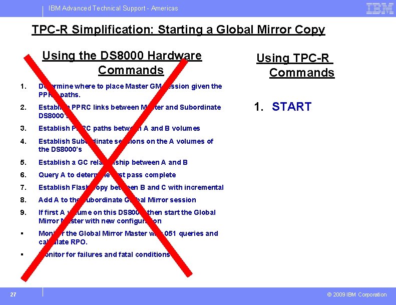 IBM Advanced Technical Support - Americas TPC-R Simplification: Starting a Global Mirror Copy Using