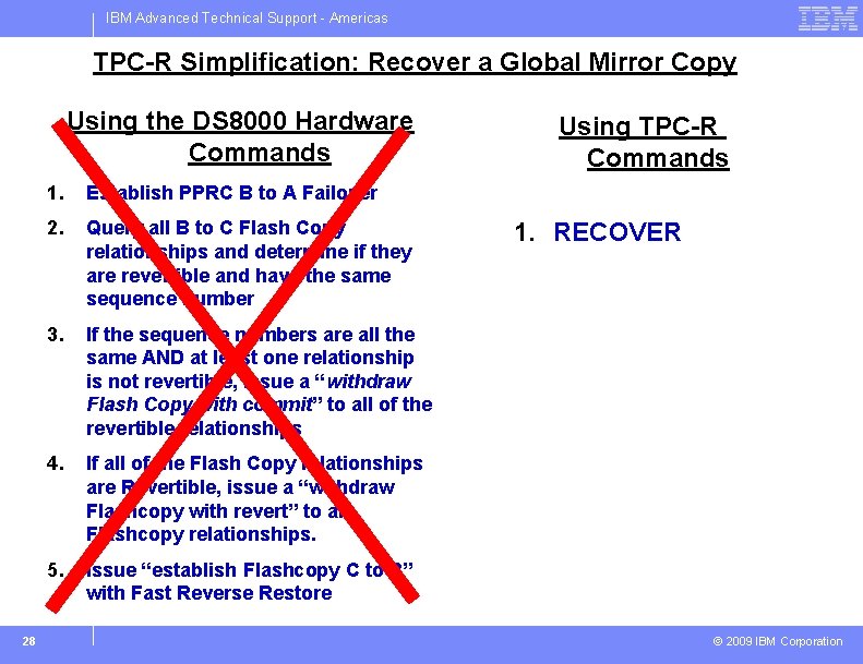 IBM Advanced Technical Support - Americas TPC-R Simplification: Recover a Global Mirror Copy Using