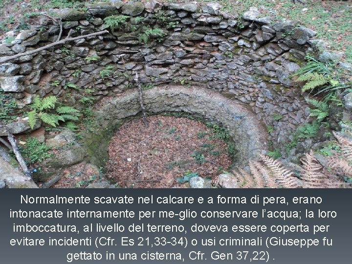 Normalmente scavate nel calcare e a forma di pera, erano intonacate internamente per me