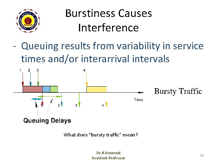 Burstiness Causes Interference - Queuing results from variability in service times and/or interarrival intervals