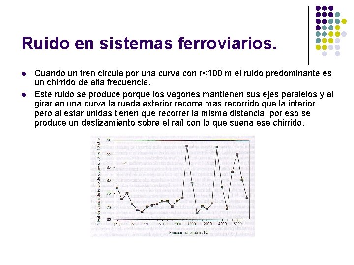 Ruido en sistemas ferroviarios. l l Cuando un tren circula por una curva con