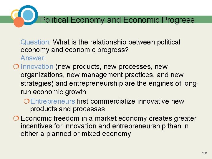 Political Economy and Economic Progress Question: What is the relationship between political economy and