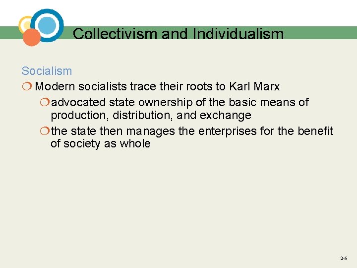 Collectivism and Individualism Socialism ¦ Modern socialists trace their roots to Karl Marx ¦advocated