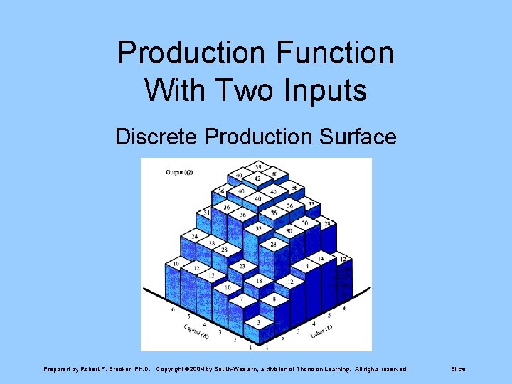 Production Function With Two Inputs Discrete Production Surface Prepared by Robert F. Brooker, Ph.
