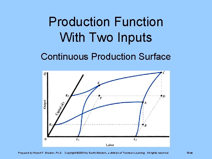 Production Function With Two Inputs Continuous Production Surface Prepared by Robert F. Brooker, Ph.