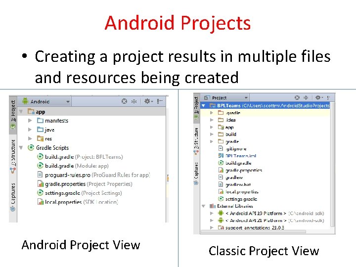 Android Projects • Creating a project results in multiple files and resources being created