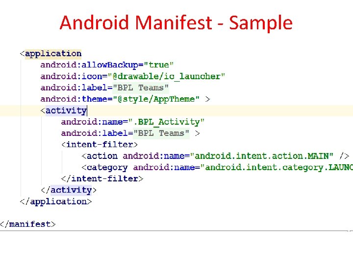 Android Manifest - Sample 