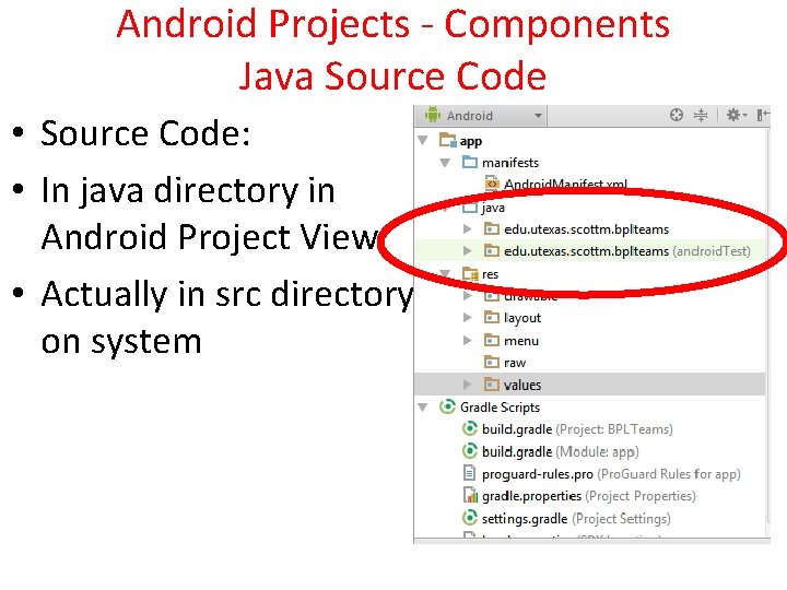 Android Projects - Components Java Source Code • Source Code: • In java directory