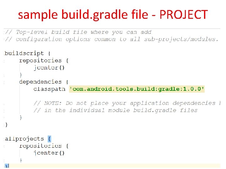 sample build. gradle file - PROJECT 