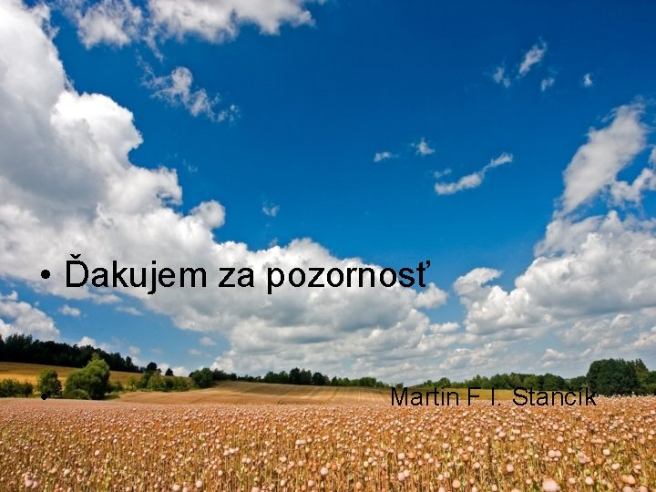  • Ďakujem za pozornosť • Martin F I. Stančík 